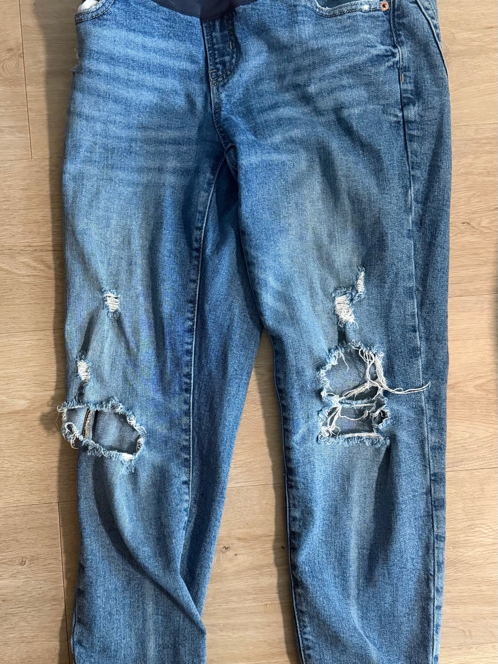 Old Navy Distressed Maternity Blue Boyfriend Jeans for Women